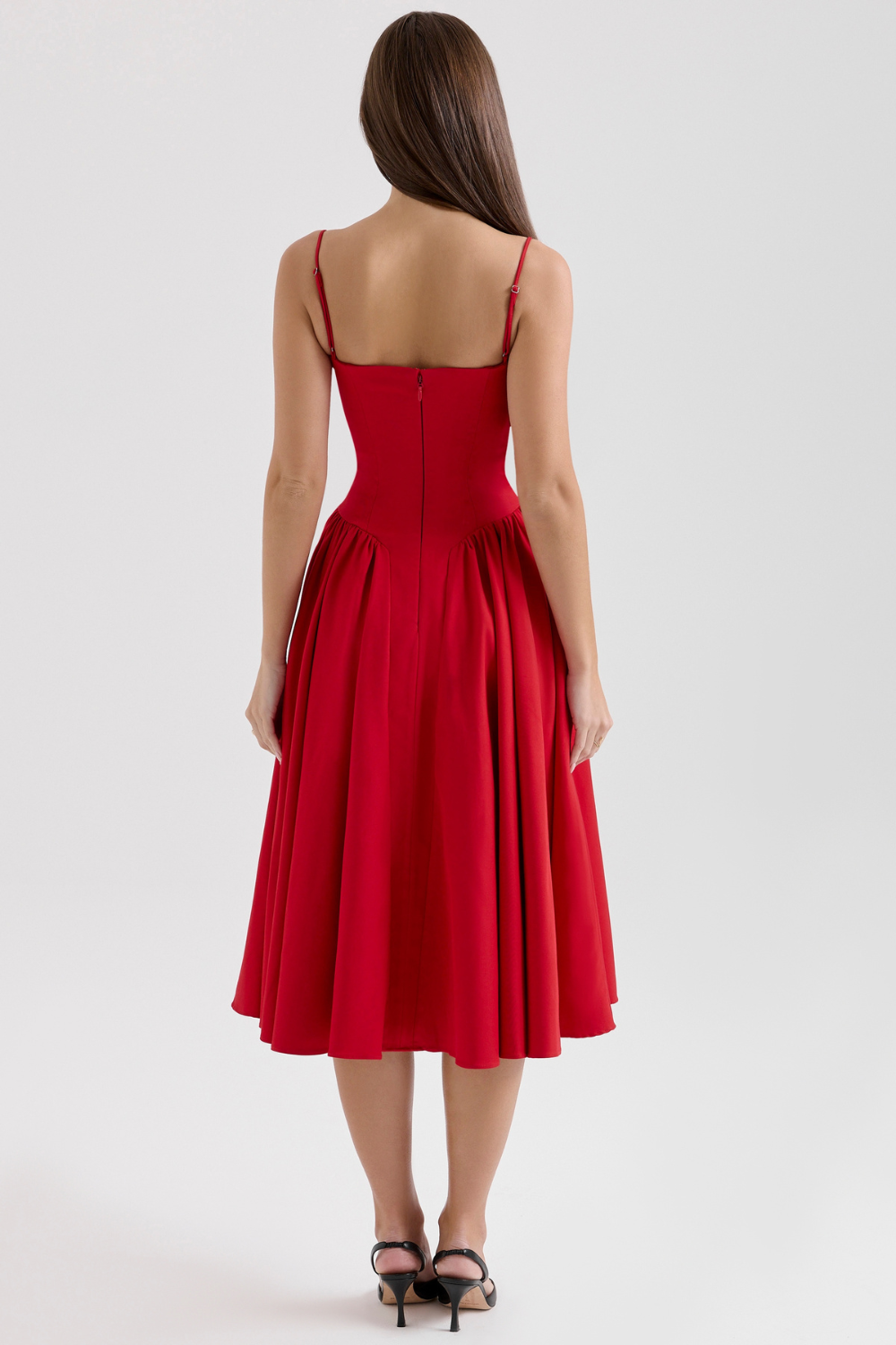 Solène – Corset Twill Midi Dress