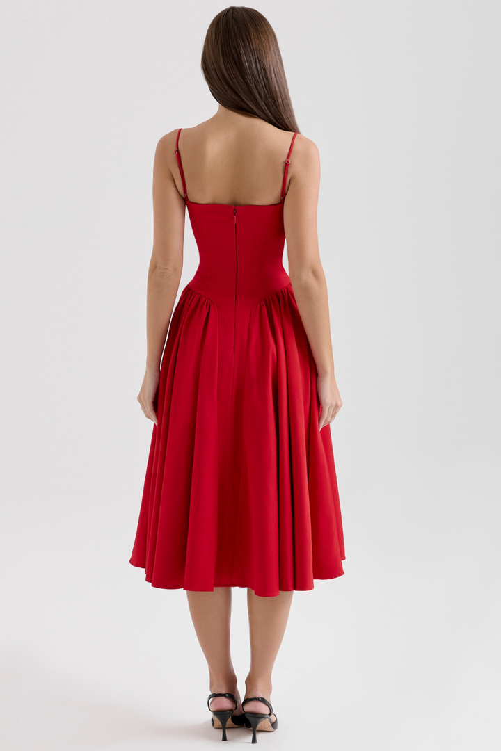 Solène – Corset Twill Midi Dress