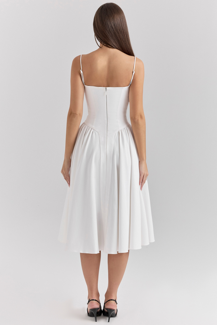 Solène – Corset Twill Midi Dress